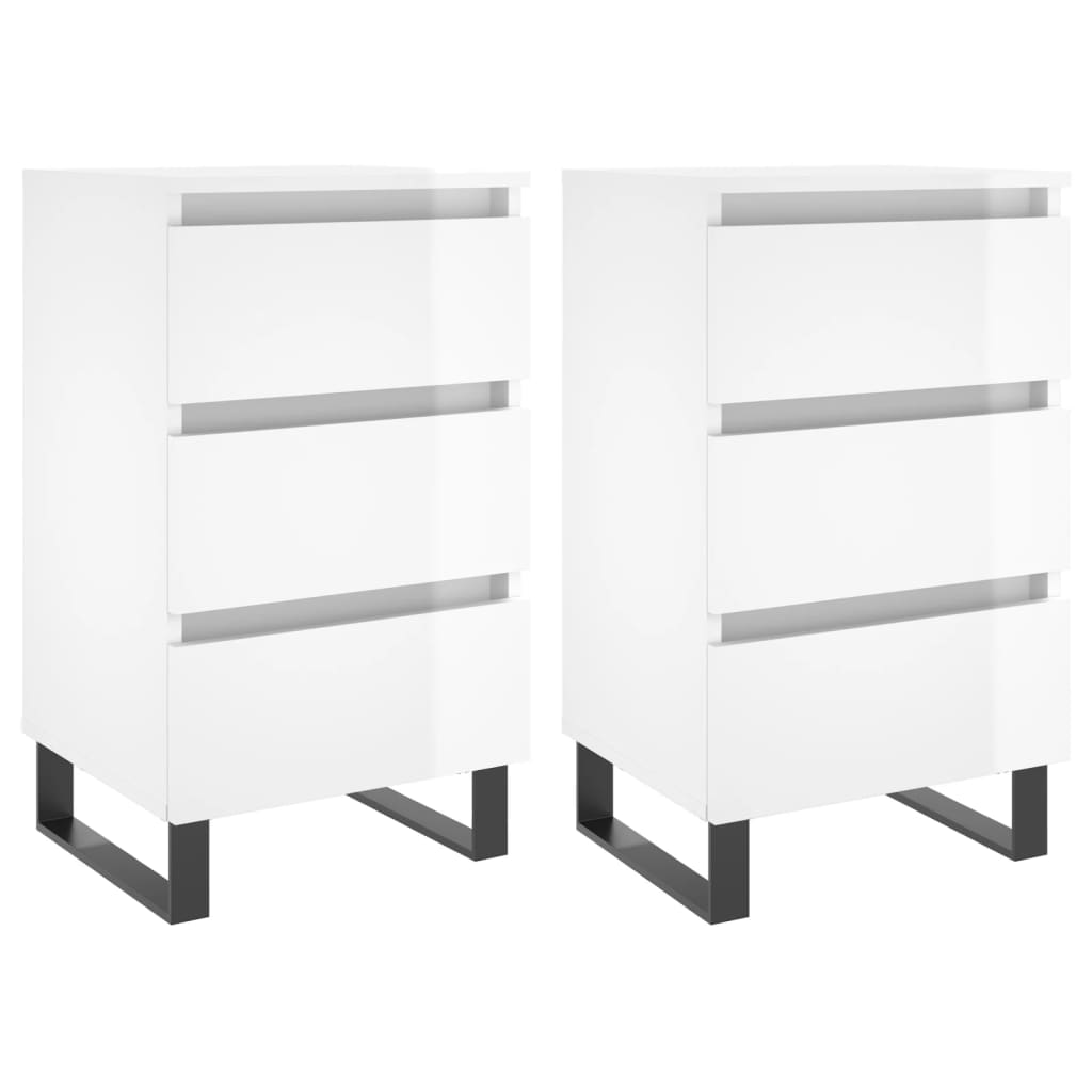 Tables de chevet 2 pcs blanc brillant 40x35x69 cm - XIOS