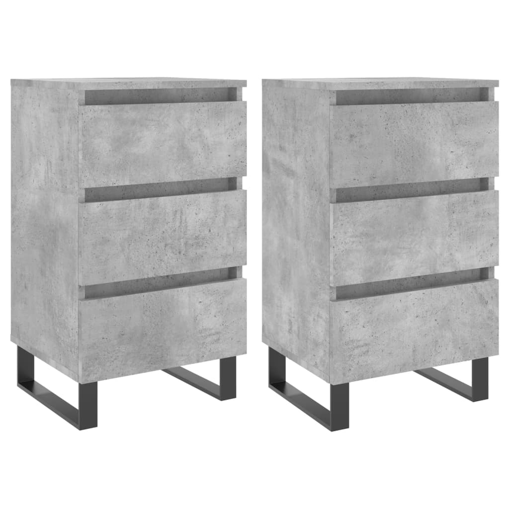 Tables de chevet 2 pcs gris béton 40x35x69 cm bois d’ingénierie - XIOS