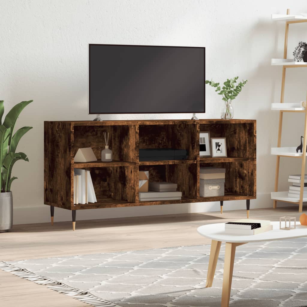 Meuble TV chêne fumé 103,5x30x50 cm bois d'ingénierie - XIOS