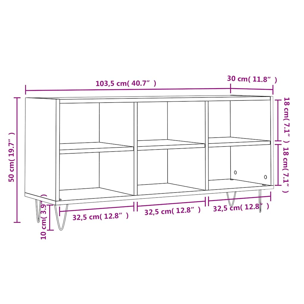Meuble TV blanc 103,5x30x50 cm bois d'ingénierie - XIOS