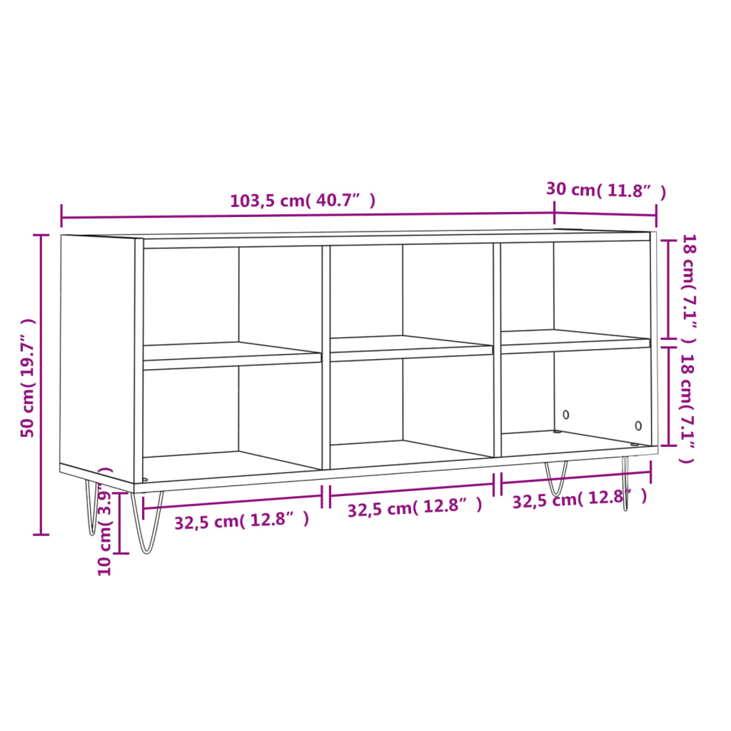 Meuble TV gris béton 103,5x30x50 cm bois d'ingénierie - XIOS