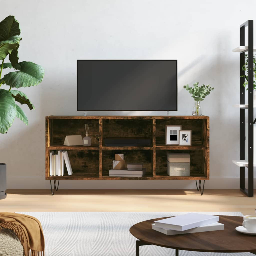 Meuble TV chêne fumé 103,5x30x50 cm bois d'ingénierie - XIOS