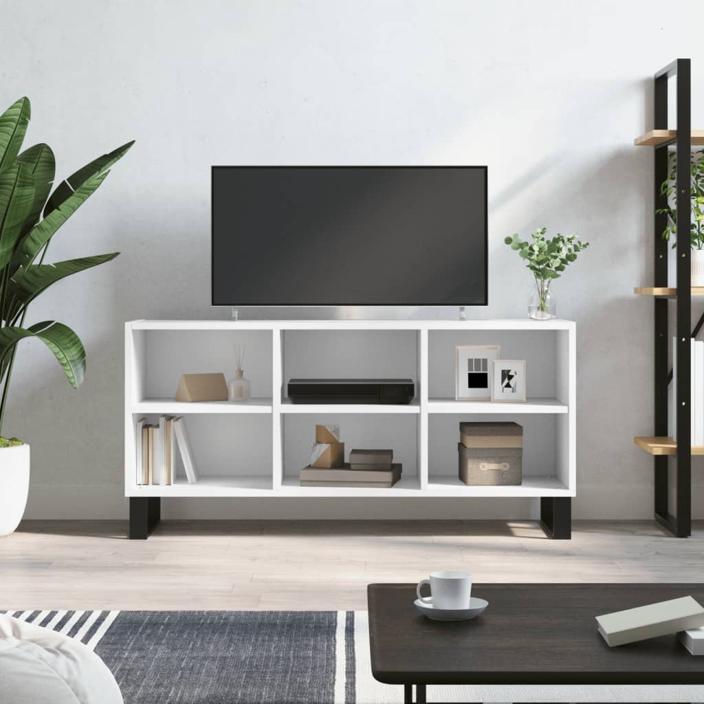 Meuble TV blanc 103,5x30x50 cm bois d'ingénierie - XIOS