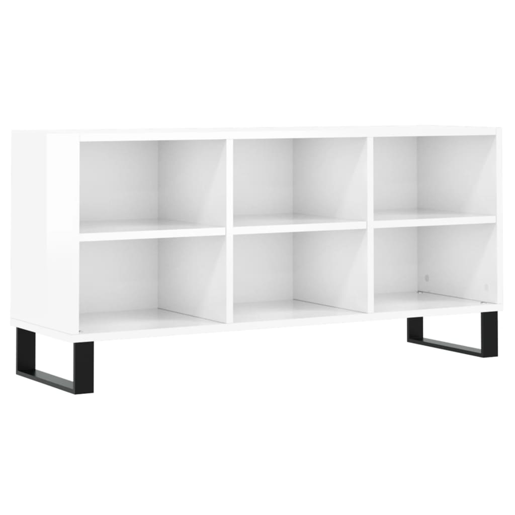 Meuble TV blanc brillant 103,5x30x50 cm bois d'ingénierie - XIOS