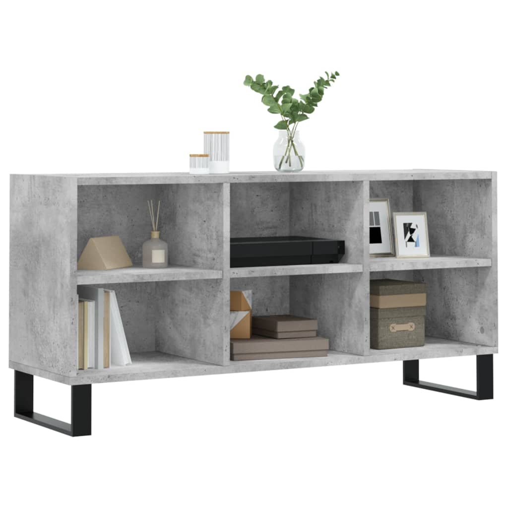 Meuble TV gris béton 103,5x30x50 cm bois d'ingénierie - XIOS