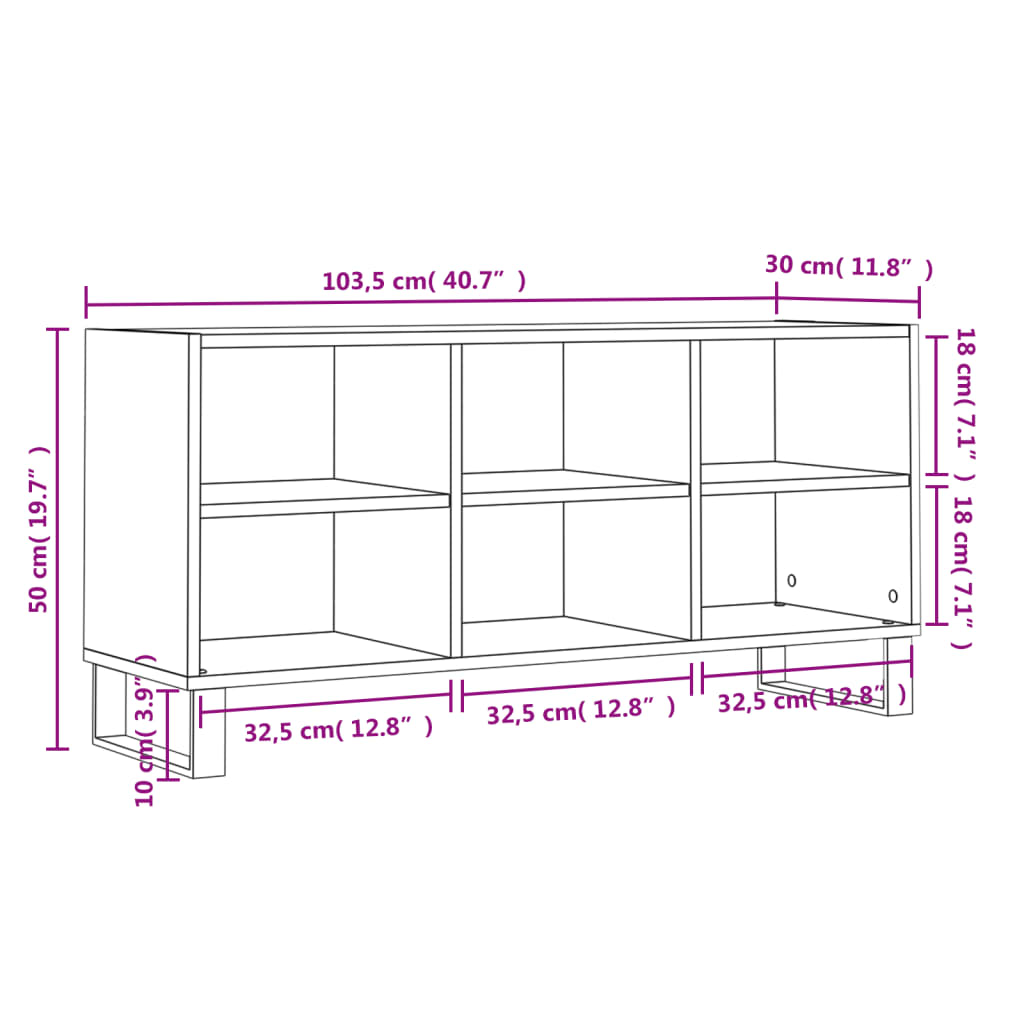 Meuble TV gris béton 103,5x30x50 cm bois d'ingénierie - XIOS