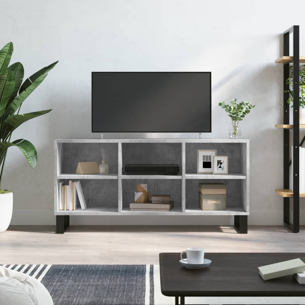 Meuble TV gris béton 103,5x30x50 cm bois d'ingénierie - XIOS