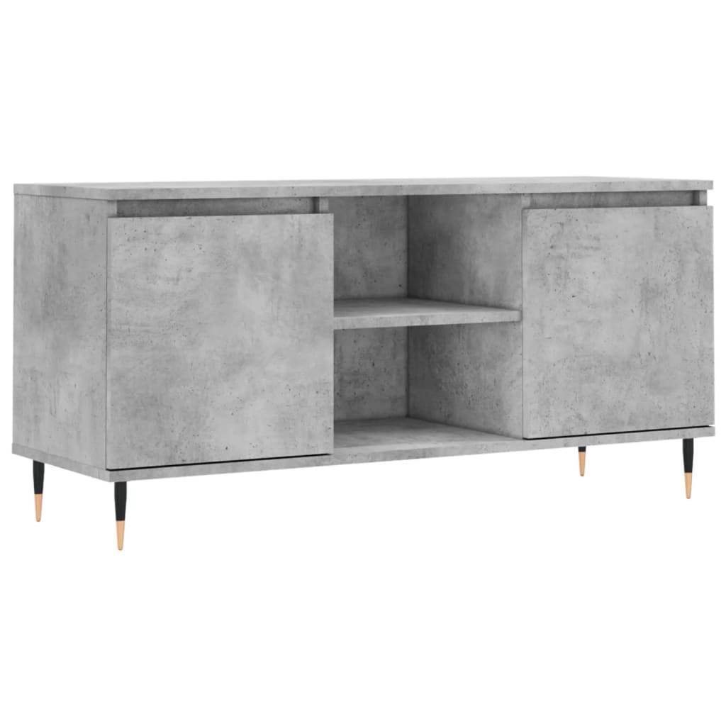 Meuble TV gris béton 104x35x50 cm bois d'ingénierie - XIOS