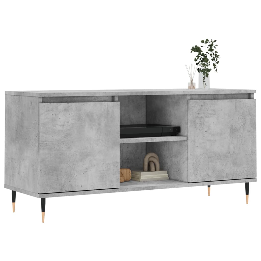 Meuble TV gris béton 104x35x50 cm bois d'ingénierie - XIOS