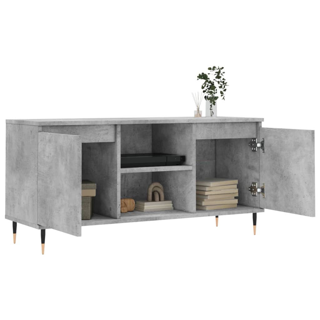 Meuble TV gris béton 104x35x50 cm bois d'ingénierie - XIOS