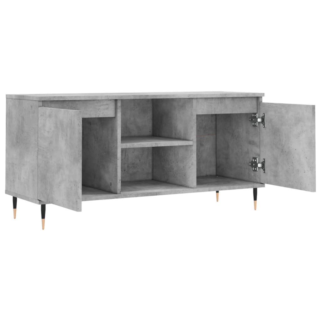 Meuble TV gris béton 104x35x50 cm bois d'ingénierie - XIOS