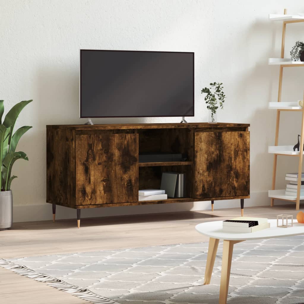 Meuble TV chêne fumé 104x35x50 cm bois d'ingénierie - XIOS