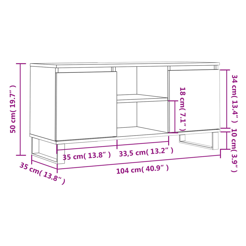 Meuble TV sonoma gris 104x35x50 cm bois d'ingénierie - XIOS