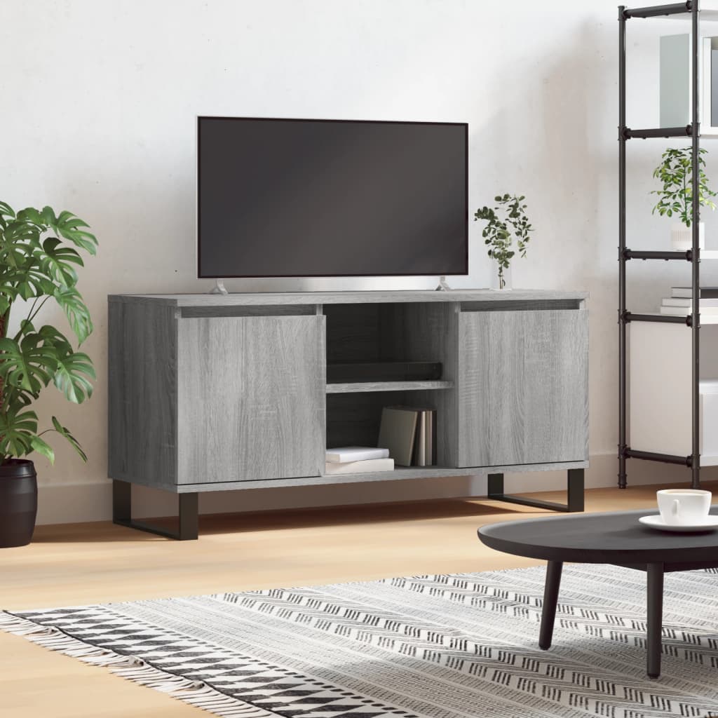 Meuble TV sonoma gris 104x35x50 cm bois d'ingénierie - XIOS