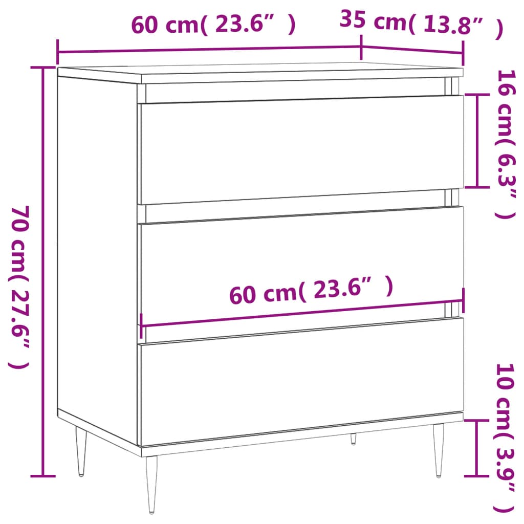 Buffet Chêne fumé 60x35x70 cm Bois d'ingénierie