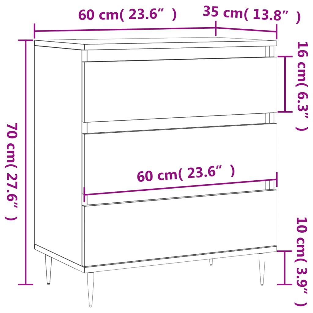 Buffet Sonoma gris 60x35x70 cm Bois d'ingénierie - XIOS