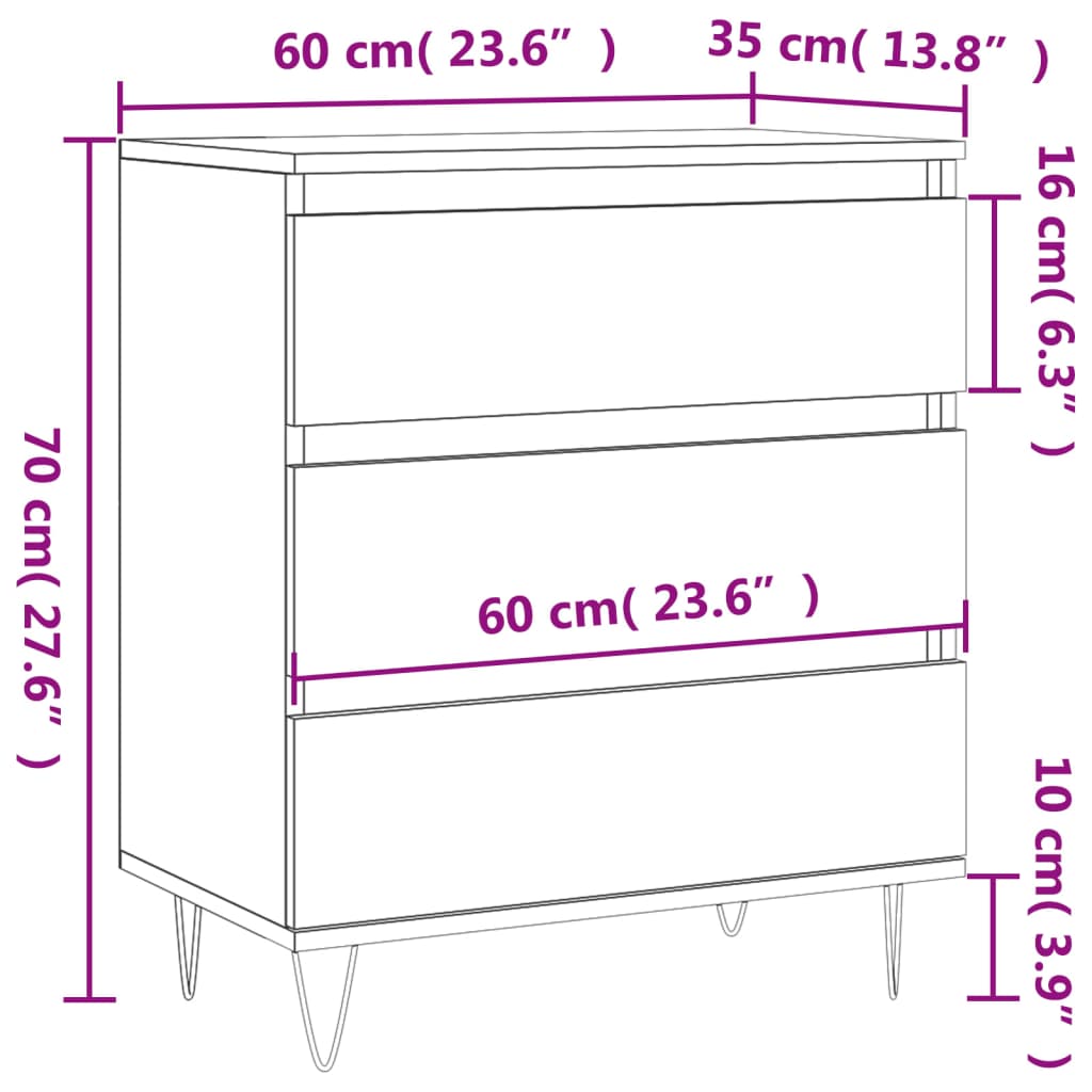 Buffet Noir 60x35x70 cm Bois d'ingénierie - XIOS