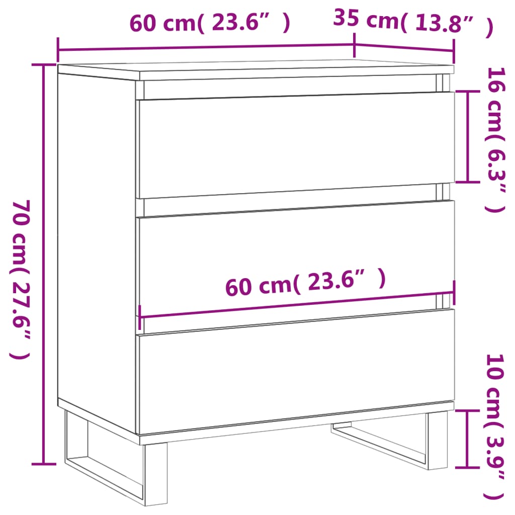 Buffet Chêne fumé 60x35x70 cm Bois d'ingénierie - XIOS