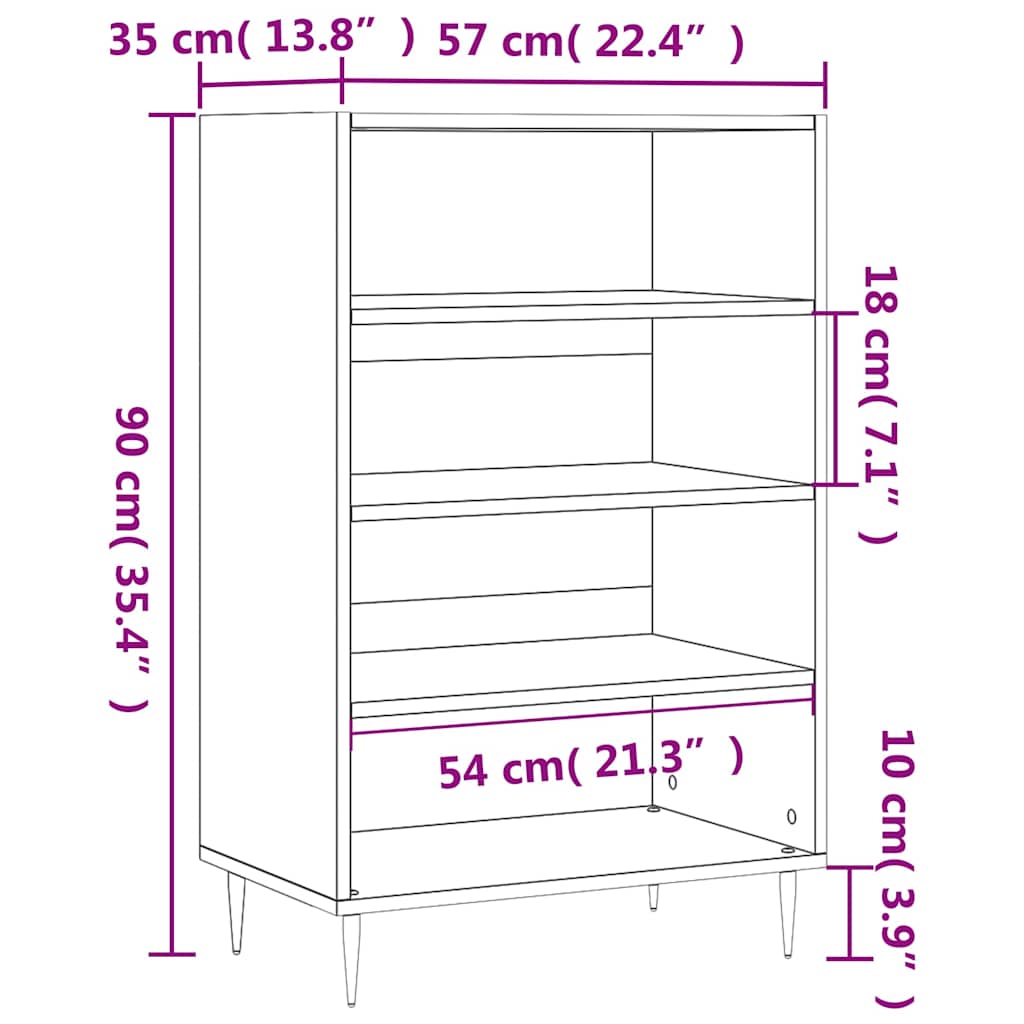 Buffet haut blanc 57x35x90 cm bois d'ingénierie - XIOS