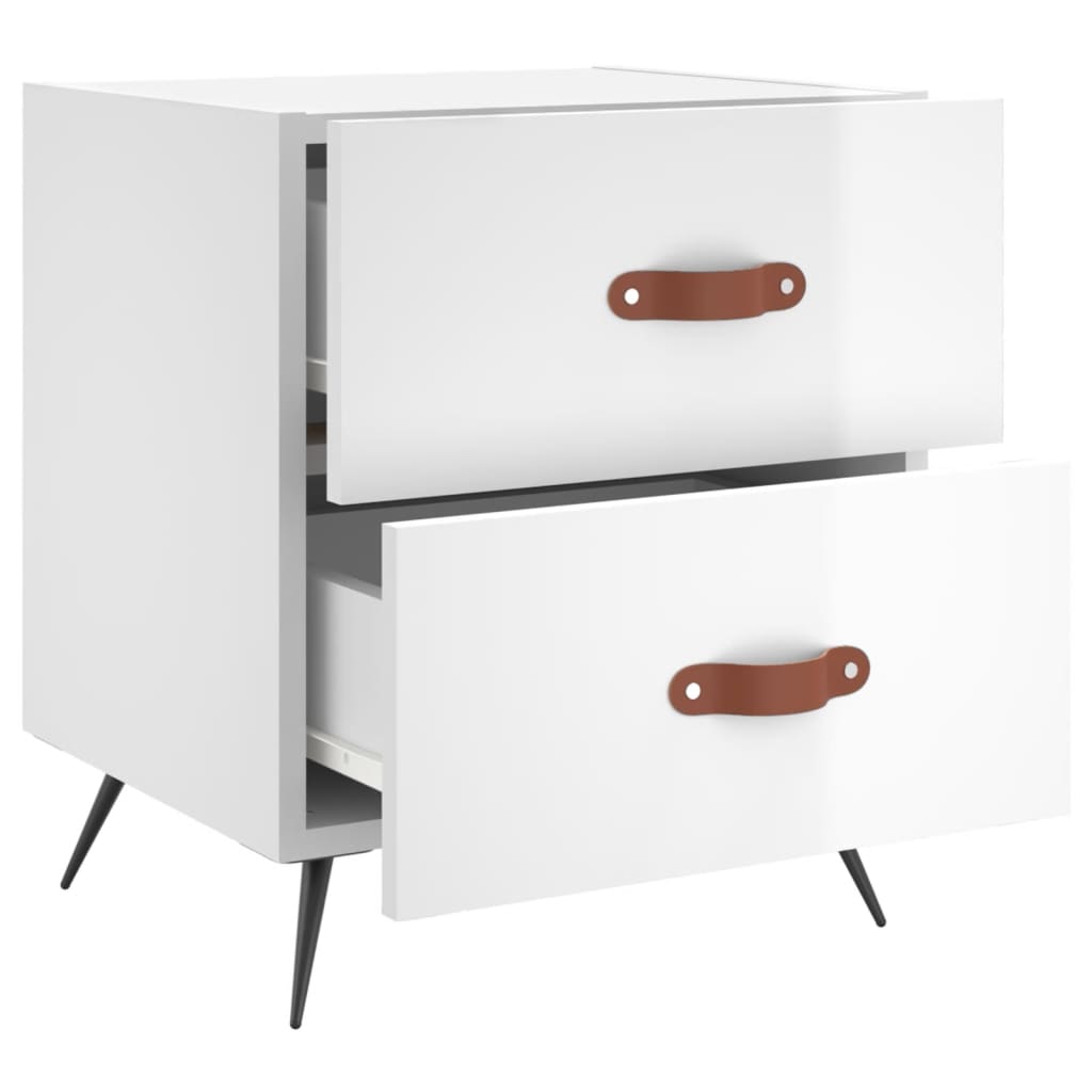 Table de chevet blanc brillant 40x35x47,5 cm bois d’ingénierie - XIOS