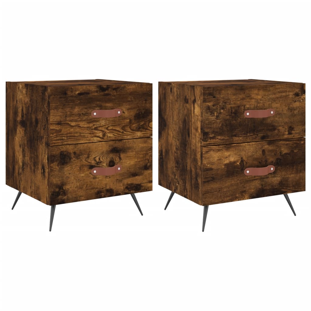 Tables de chevet 2pcs chêne fumé 40x35x47,5cm bois d’ingénierie - XIOS