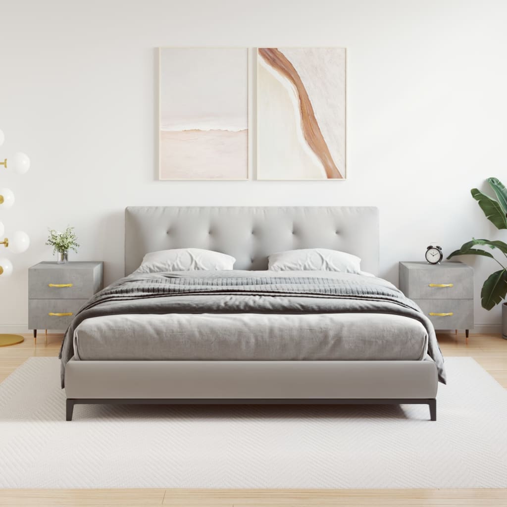 Tables de chevet 2pcs gris béton 40x35x47,5cm bois d’ingénierie - XIOS