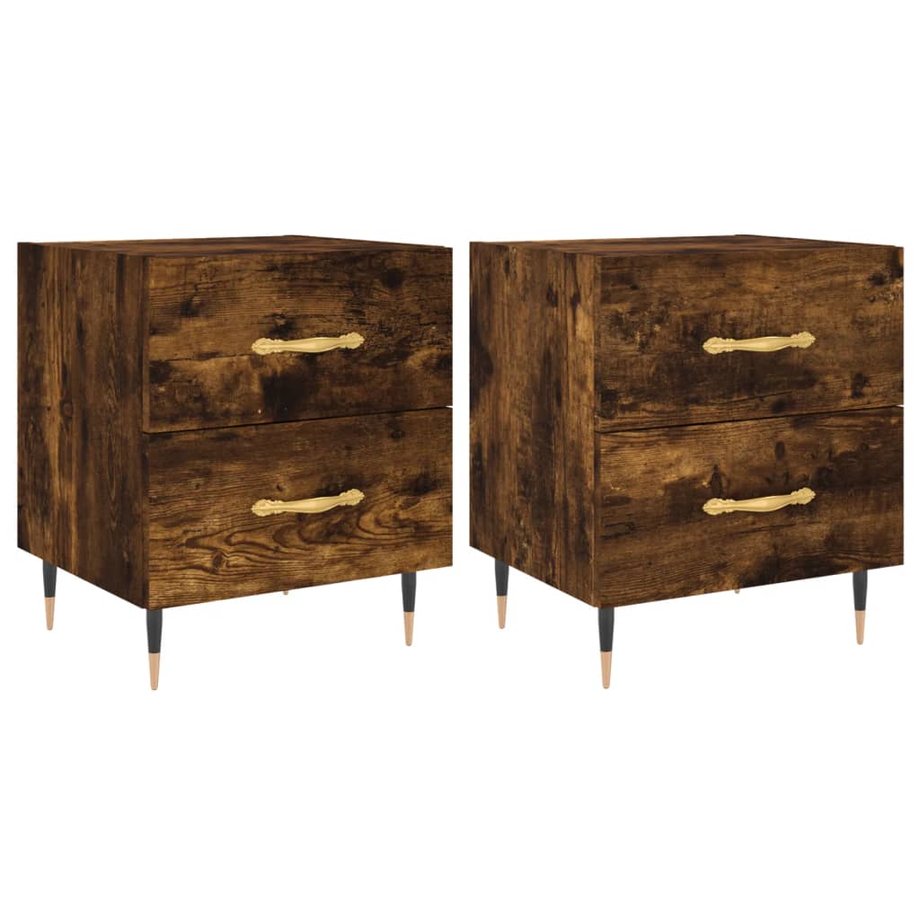 Tables de chevet 2pcs chêne fumé 40x35x47,5cm bois d’ingénierie - XIOS