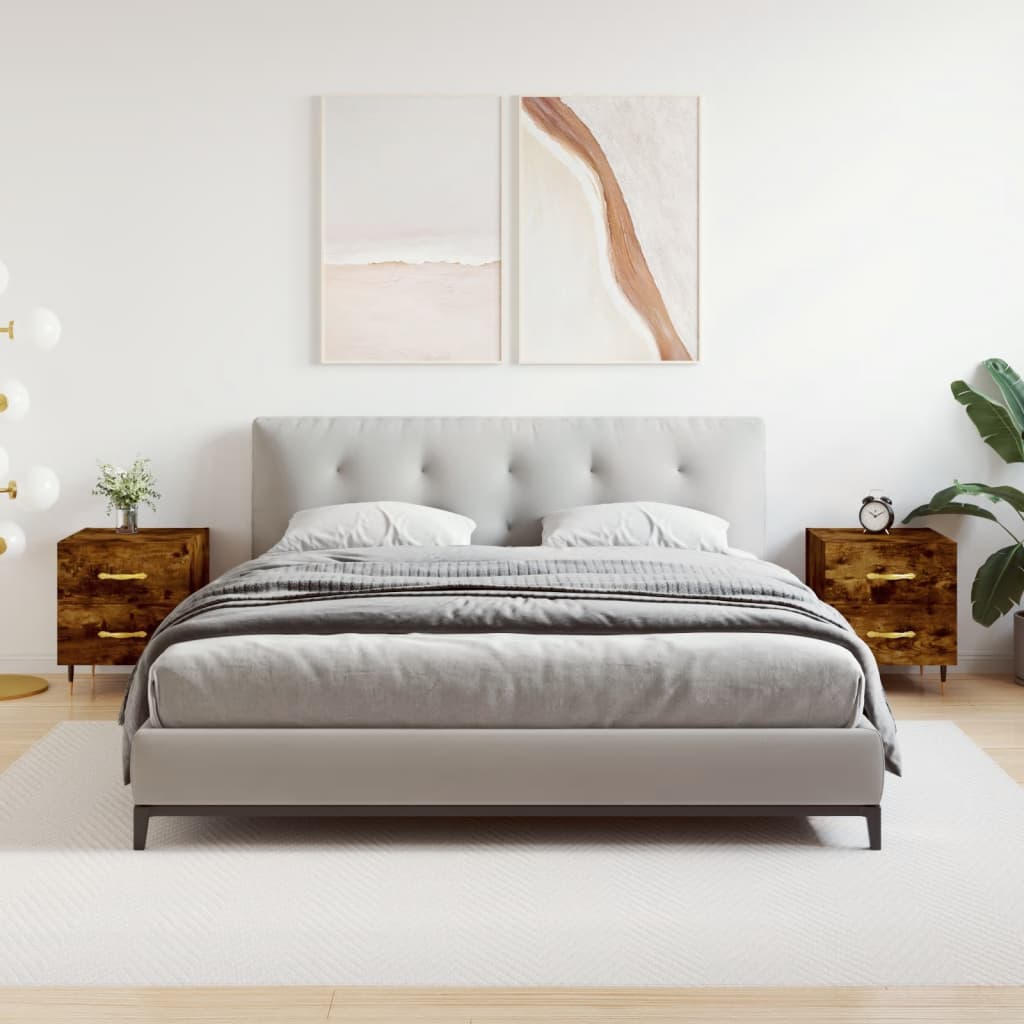 Tables de chevet 2pcs chêne fumé 40x35x47,5cm bois d’ingénierie - XIOS