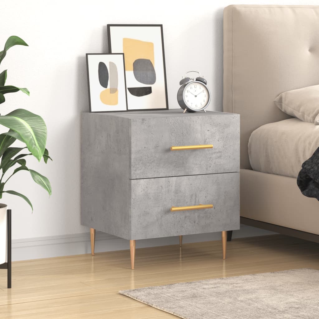 Table de chevet gris béton 40x35x47,5 cm bois d’ingénierie - XIOS