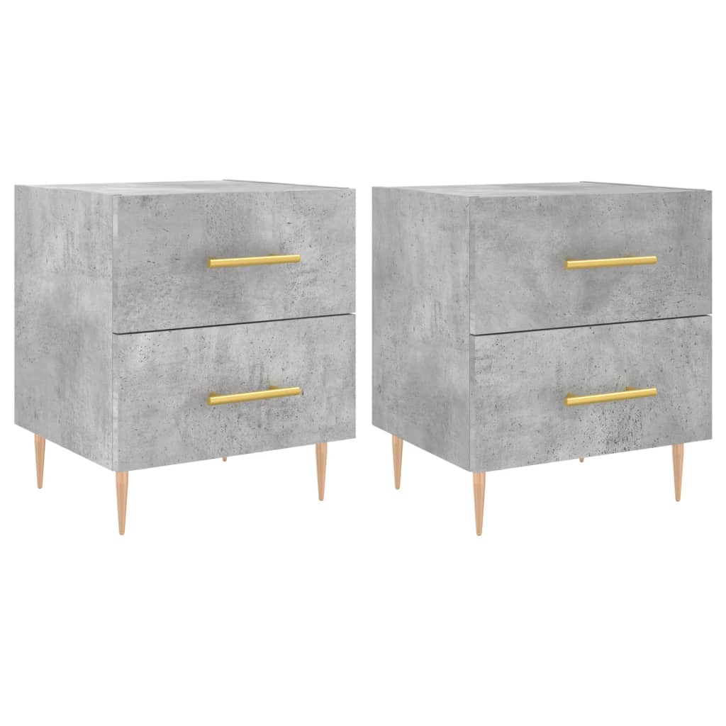 Tables de chevet 2pcs gris béton 40x35x47,5cm bois d’ingénierie - XIOS