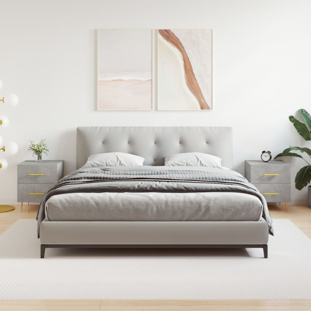 Tables de chevet 2pcs gris béton 40x35x47,5cm bois d’ingénierie - XIOS