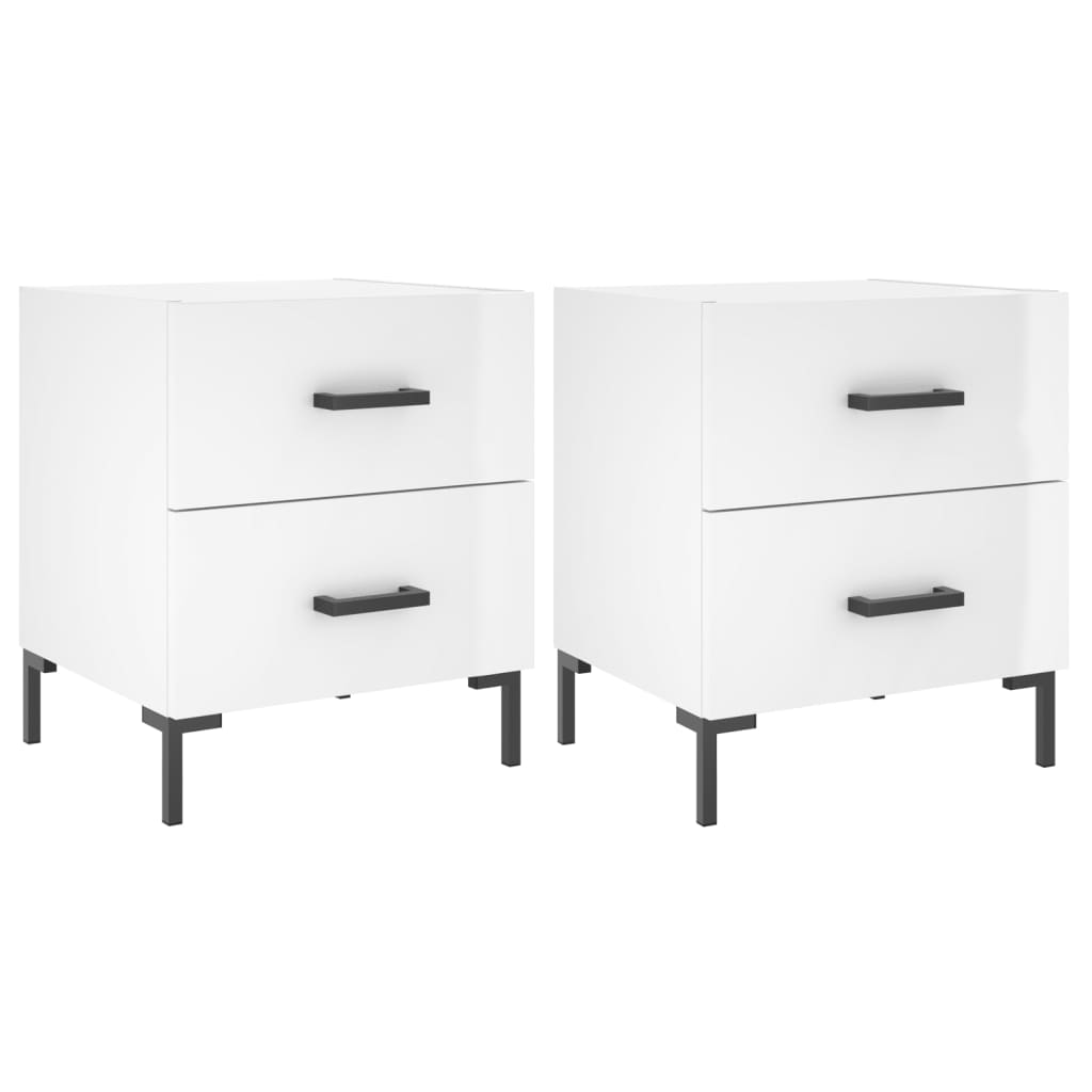 Tables de chevet 2 pcs blanc brillant 40x35x47,5 cm - XIOS
