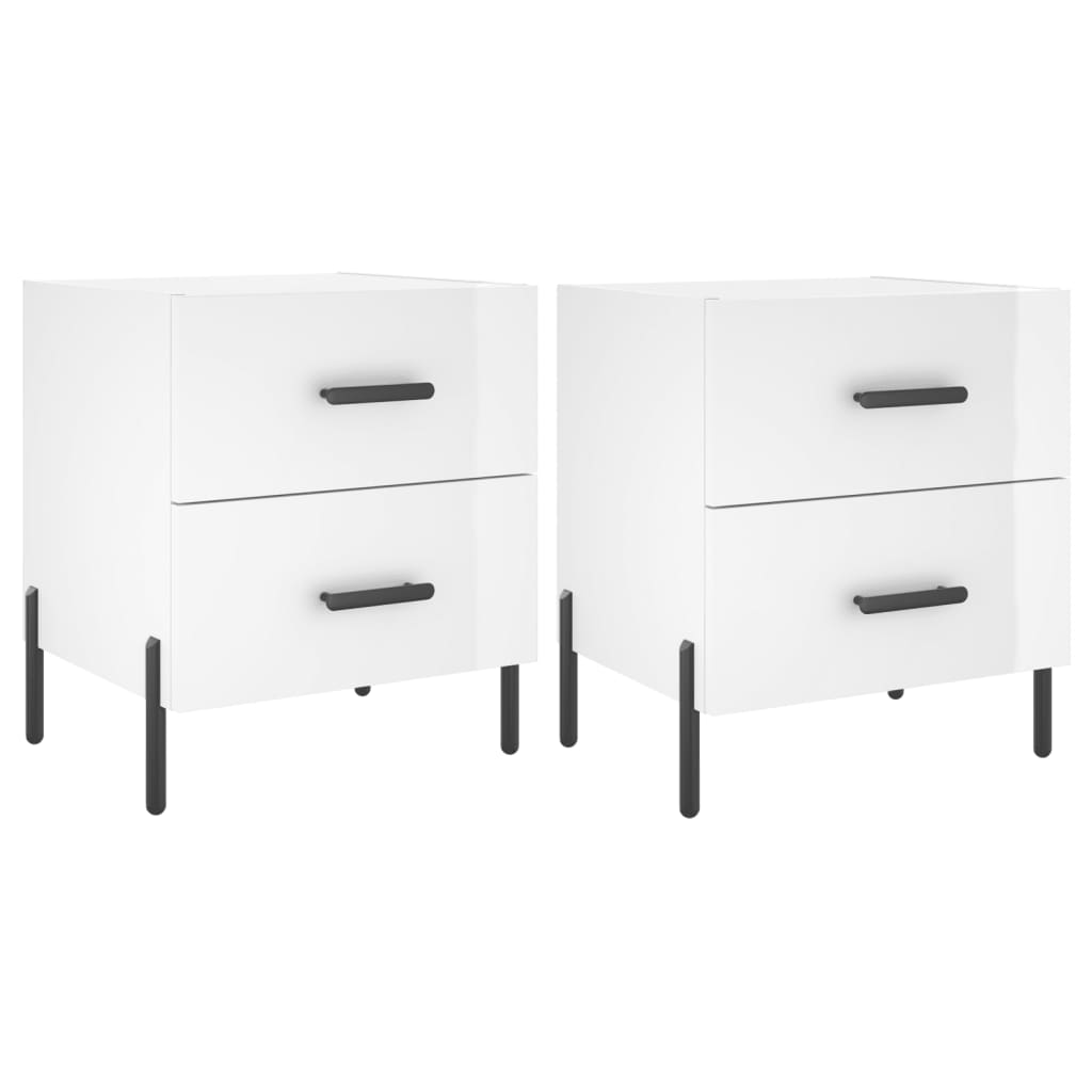 Tables de chevet 2 pcs blanc brillant 40x35x47,5 cm - XIOS