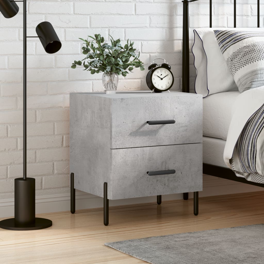 Table de chevet gris béton 40x35x47,5 cm bois d’ingénierie - XIOS