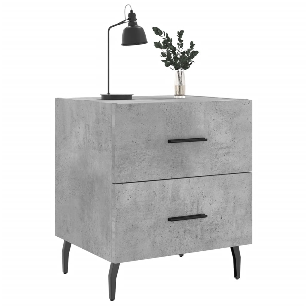 Table de chevet gris béton 40x35x47,5 cm bois d’ingénierie - XIOS