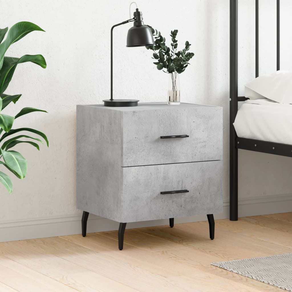 Table de chevet gris béton 40x35x47,5 cm bois d’ingénierie - XIOS