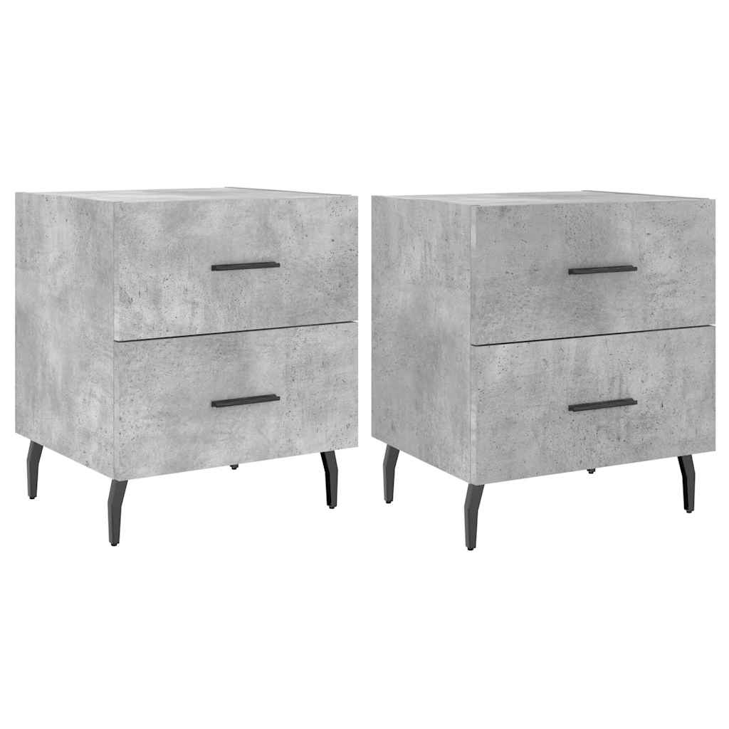 Tables de chevet 2pcs gris béton 40x35x47,5cm bois d’ingénierie - XIOS