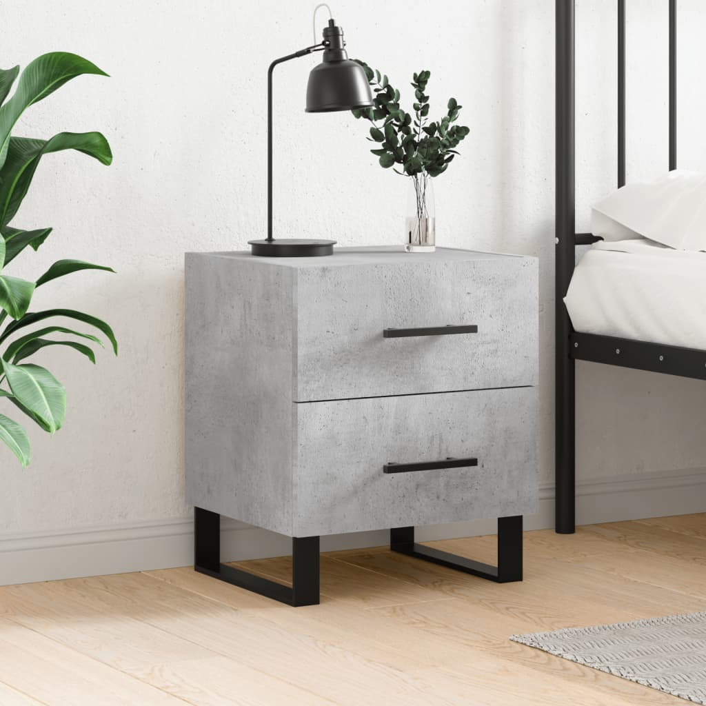 Table de chevet gris béton 40x35x47,5 cm bois d’ingénierie - XIOS