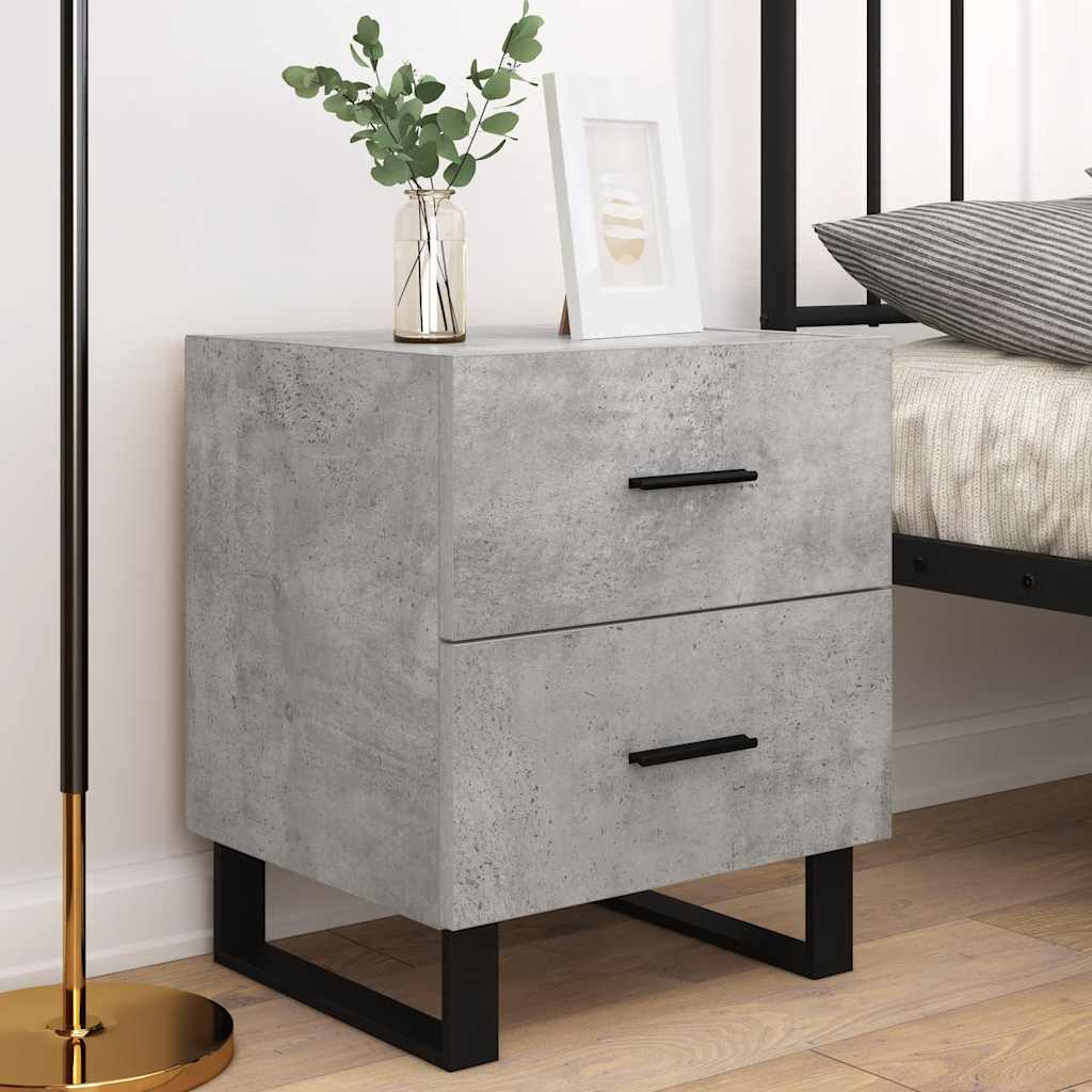 Tables de chevet 2pcs gris béton 40x35x47,5cm bois d’ingénierie - XIOS