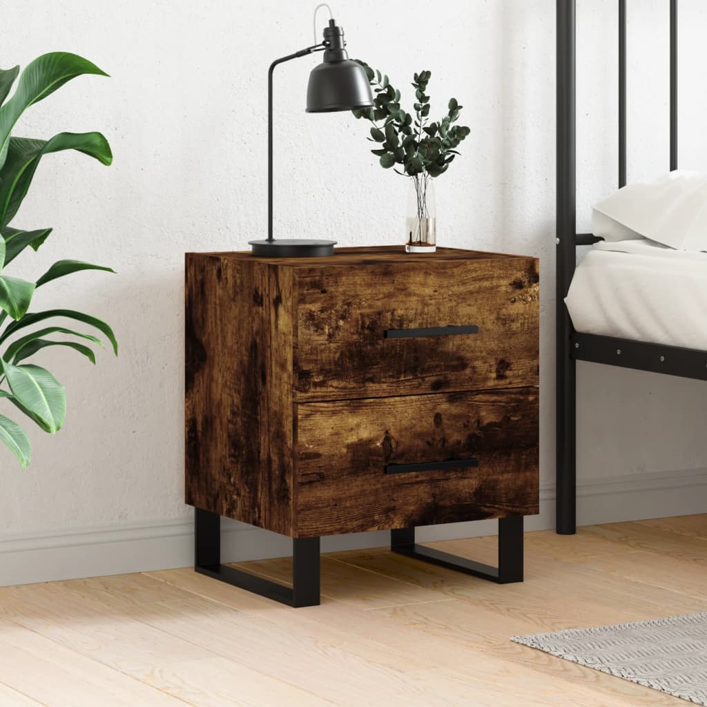 Table de chevet chêne fumé 40x35x47,5 cm bois d’ingénierie - XIOS