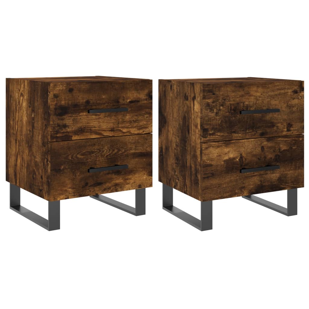 Tables de chevet 2pcs chêne fumé 40x35x47,5cm bois d’ingénierie - XIOS