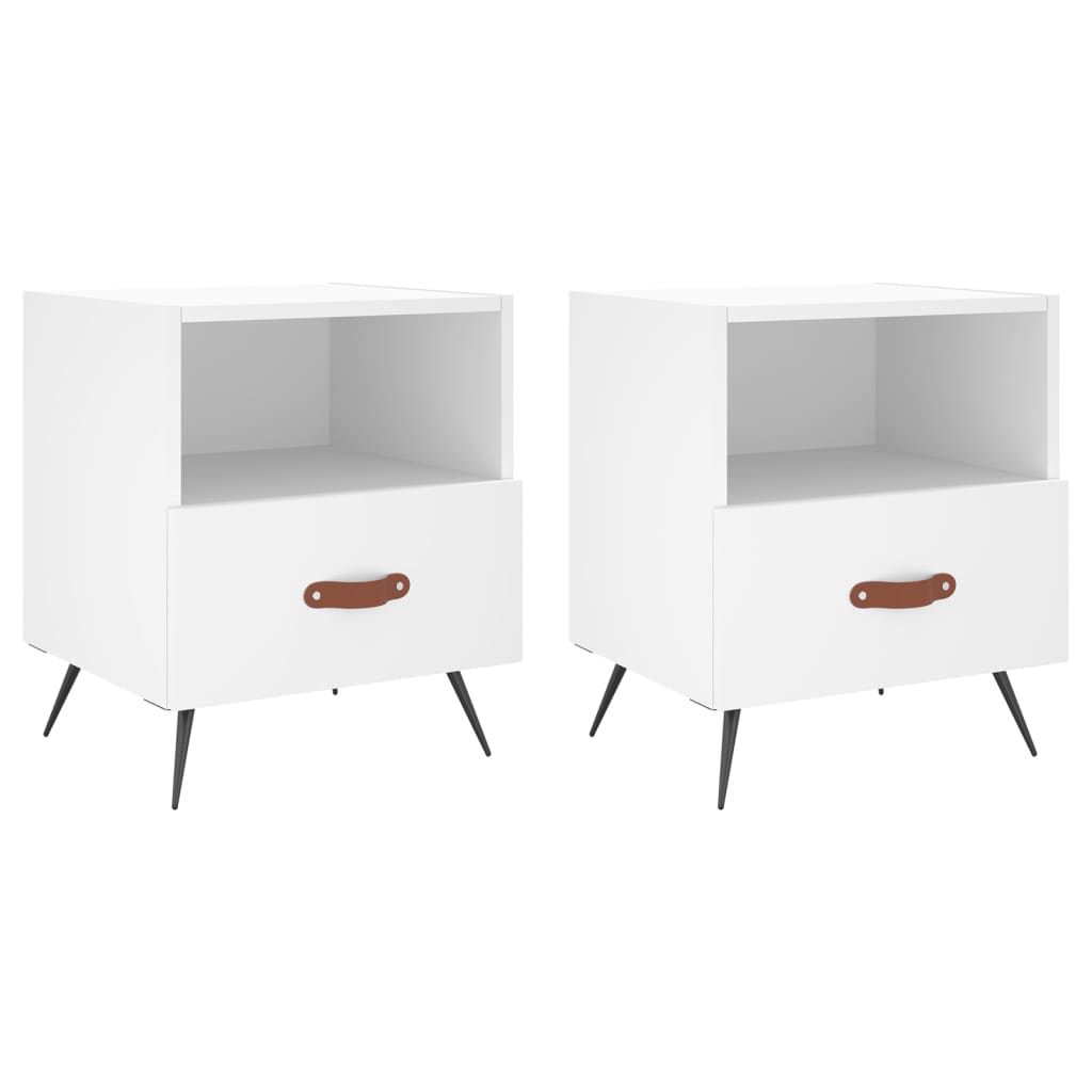 Tables de chevet 2 pcs blanc 40x35x47,5 cm bois d’ingénierie - XIOS