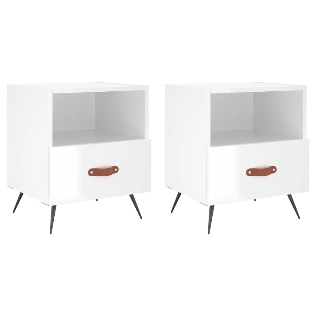 Tables de chevet 2 pcs blanc brillant 40x35x47,5 cm - XIOS