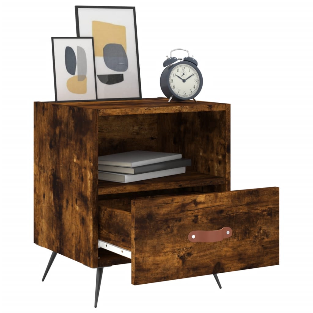 Table de chevet chêne fumé 40x35x47,5 cm bois d’ingénierie - XIOS