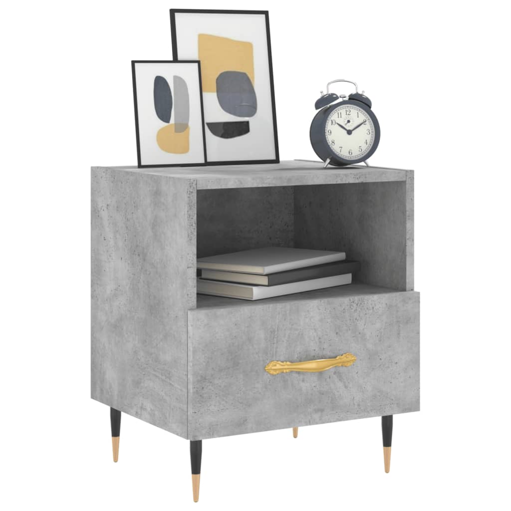 Tables de chevet 2pcs gris béton 40x35x47,5cm bois d’ingénierie - XIOS