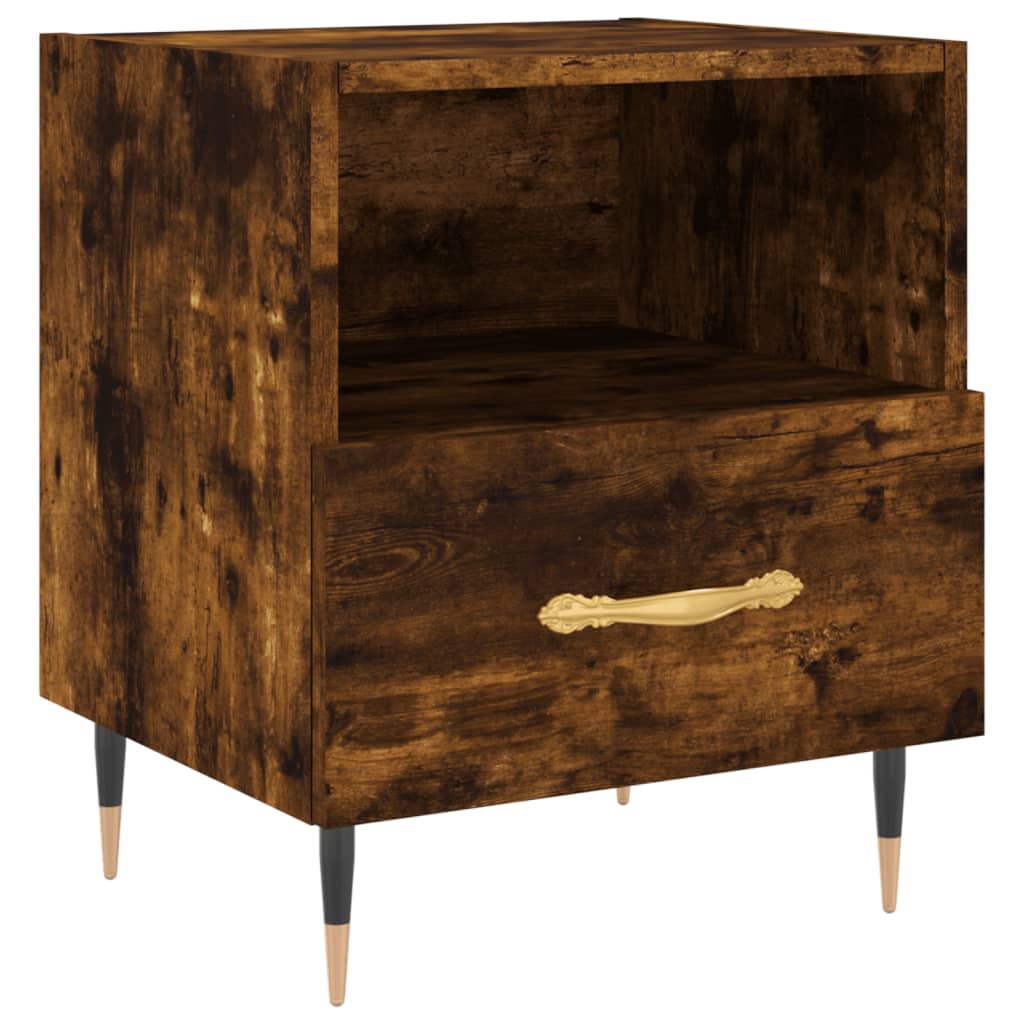 Table de chevet chêne fumé 40x35x47,5 cm bois d’ingénierie - XIOS