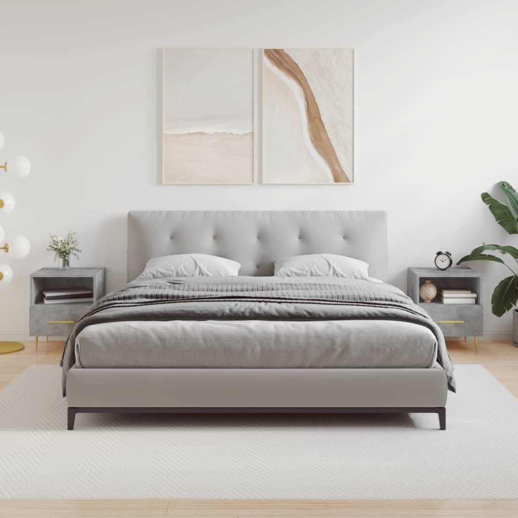 Tables de chevet 2pcs gris béton 40x35x47,5cm bois d’ingénierie - XIOS