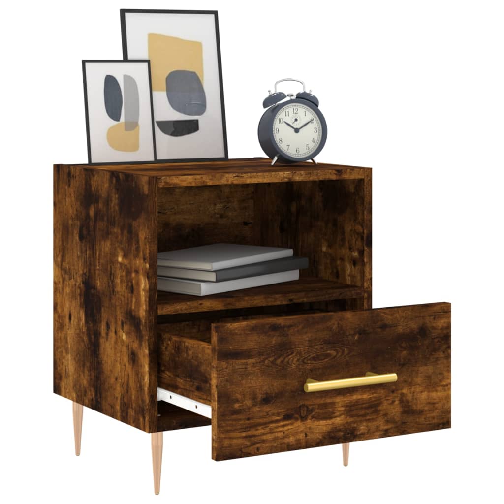 Table de chevet chêne fumé 40x35x47,5 cm bois d’ingénierie - XIOS