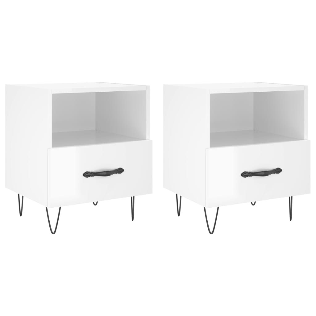 Tables de chevet 2 pcs blanc brillant 40x35x47,5 cm - XIOS