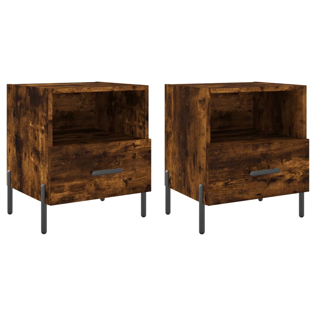 Tables de chevet 2pcs chêne fumé 40x35x47,5cm bois d’ingénierie - XIOS